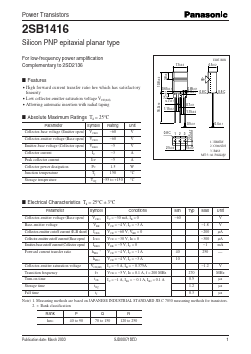 2SB14160RA Datasheet PDF Panasonic Corporation