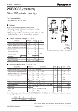 2SB933 Datasheet PDF Panasonic Corporation