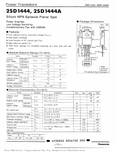 2SD1444 Datasheet PDF Panasonic Corporation
