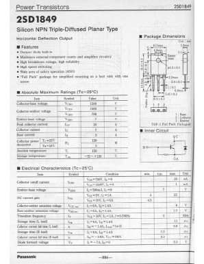 2SD1849 Datasheet PDF Panasonic Corporation