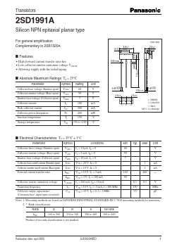 2SD1991A Datasheet PDF Panasonic Corporation