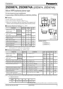 2SD874A Datasheet PDF Panasonic Corporation