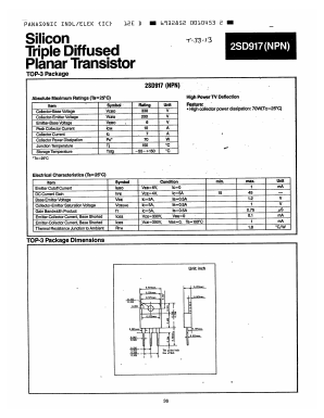 D917 Datasheet PDF Panasonic Corporation