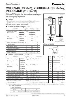 2SD0946 Datasheet PDF Panasonic Corporation