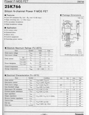 2SK766 Datasheet PDF Panasonic Corporation