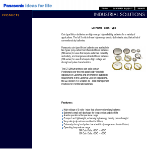 CR2450 Datasheet PDF Panasonic Corporation