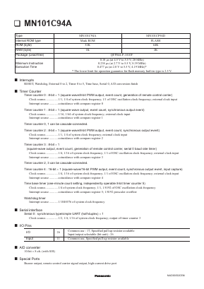 MN101CF94D Datasheet PDF Panasonic Corporation