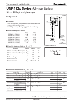 UNR4124 Datasheet PDF Panasonic Corporation