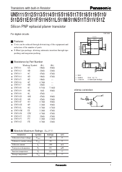 UN511T Datasheet PDF Panasonic Corporation