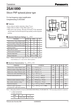 2SA18900RL Datasheet PDF Panasonic Corporation