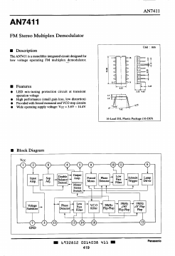 AN7411 Datasheet PDF Panasonic Corporation