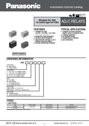 AQC1AD1-12VDC Datasheet PDF Panasonic Corporation