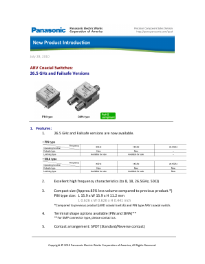 ARV20N12 Datasheet PDF Panasonic Corporation