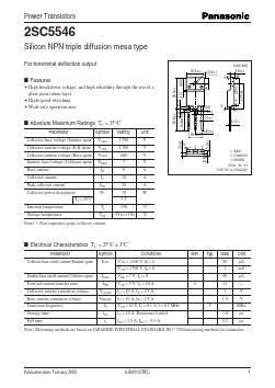 2SC5546 Datasheet PDF Panasonic Corporation