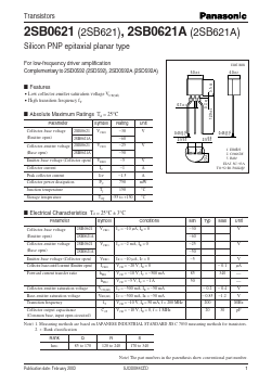 2SB0621 Datasheet PDF Panasonic Corporation