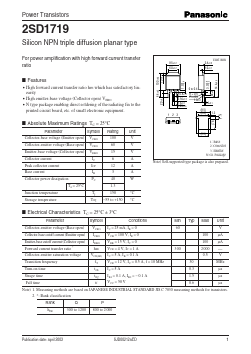 2SD1719Q Datasheet PDF Panasonic Corporation