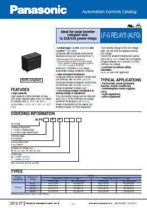 ALFG1PF09 Datasheet PDF Panasonic Corporation