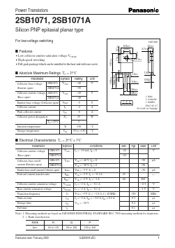 2SB1071 Datasheet PDF Panasonic Corporation