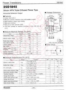 2SD1845 Datasheet PDF Panasonic Corporation