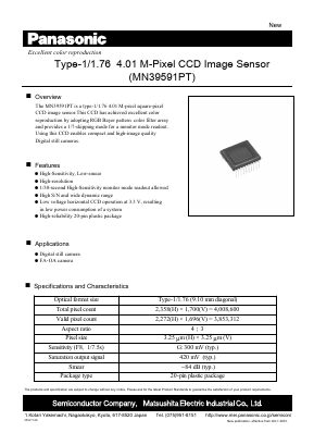 MN39591PT Datasheet PDF Panasonic Corporation