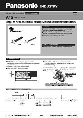 AXE654124 Datasheet PDF Panasonic Corporation