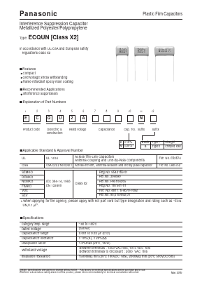 ECQ-U2A392MN Datasheet PDF Panasonic Corporation
