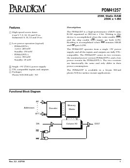 PDM41257SA10SOITR Datasheet PDF Paradigm Technology