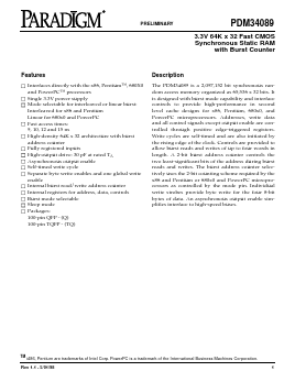 PDM34089SA10QATR Datasheet PDF Paradigm Technology