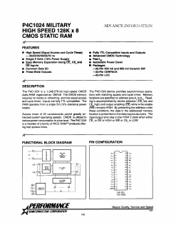 P4C1024L-20J3MB Datasheet PDF Performance Semiconductor
