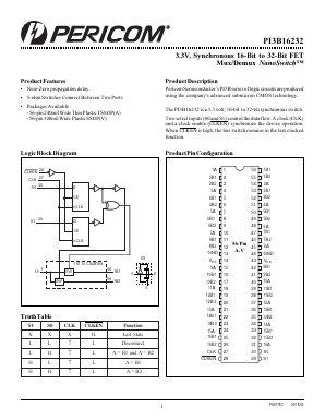 PI3B16232 Datasheet PDF Pericom Semiconductor