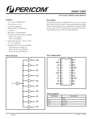 PI49FCT3807CQEX Datasheet PDF Pericom Semiconductor