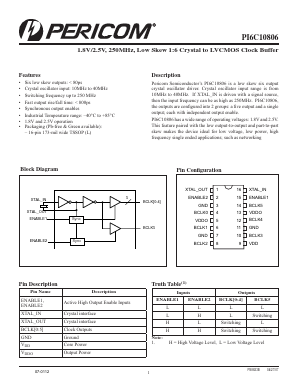 PI6C10806 Datasheet PDF Pericom Semiconductor
