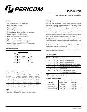 PI6C919 Datasheet PDF Pericom Semiconductor