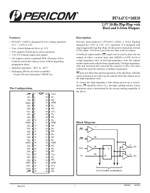 PI74AVC16820A Datasheet PDF Pericom Semiconductor