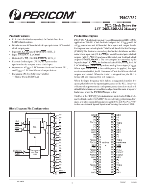 PI6CV857 Datasheet PDF Pericom Semiconductor