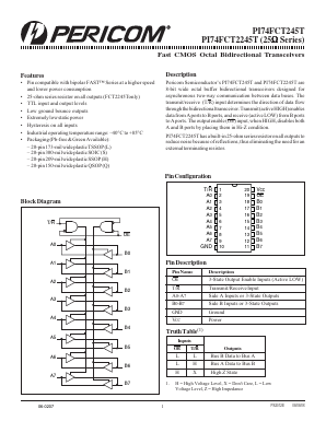 PI74FCT245ATLE Datasheet PDF Pericom Semiconductor