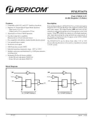 PI74LPT16374CVE Datasheet PDF Pericom Semiconductor