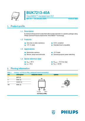 BUK7213-40A Datasheet PDF Philips Electronics