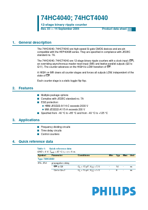 74HC4040 Datasheet PDF Philips Electronics