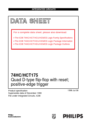 74HC175D Datasheet PDF Philips Electronics
