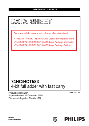 74HC583 Datasheet PDF Philips Electronics