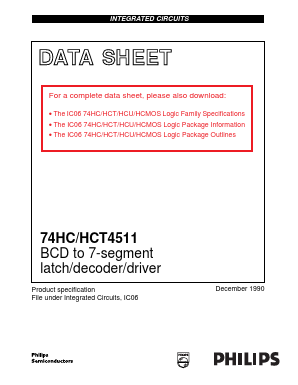 74HC4511D Datasheet PDF Philips Electronics