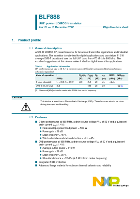 BLF888 Datasheet PDF Philips Electronics