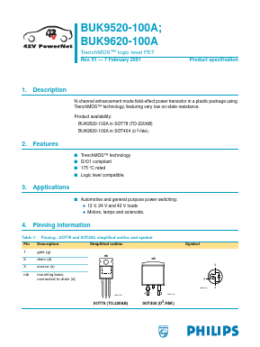 BUK9620-100A Datasheet PDF Philips Electronics
