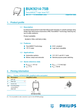 BUK9214-75B Datasheet PDF Philips Electronics
