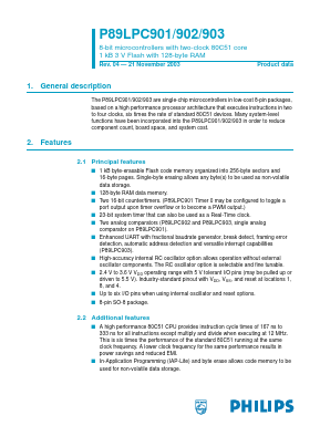 P89LPC901 Datasheet PDF Philips Electronics