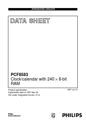 PCF8583U/10/F4 Datasheet PDF Philips Electronics
