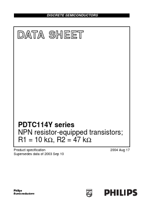 PDTC114YE Datasheet PDF Philips Electronics