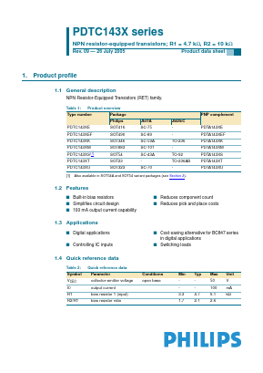 PDTC143XE Datasheet PDF Philips Electronics