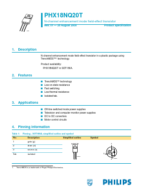PHX18NQ20T Datasheet PDF Philips Electronics